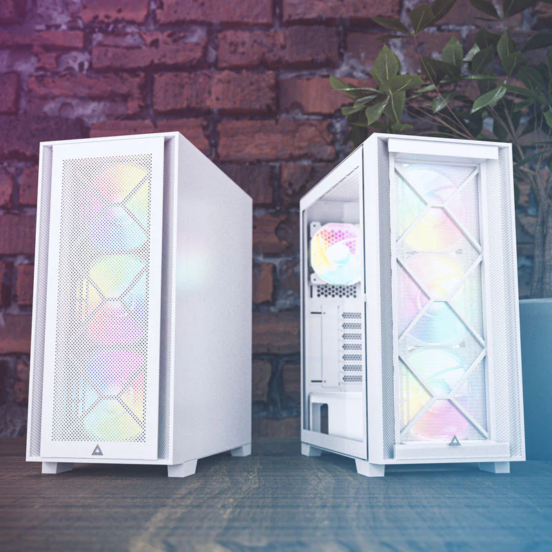 Montech Air 1000 Premium White - Midi Tower. Tempered glass. 3x 140mm+120mm ARGB fan. 2x front panels