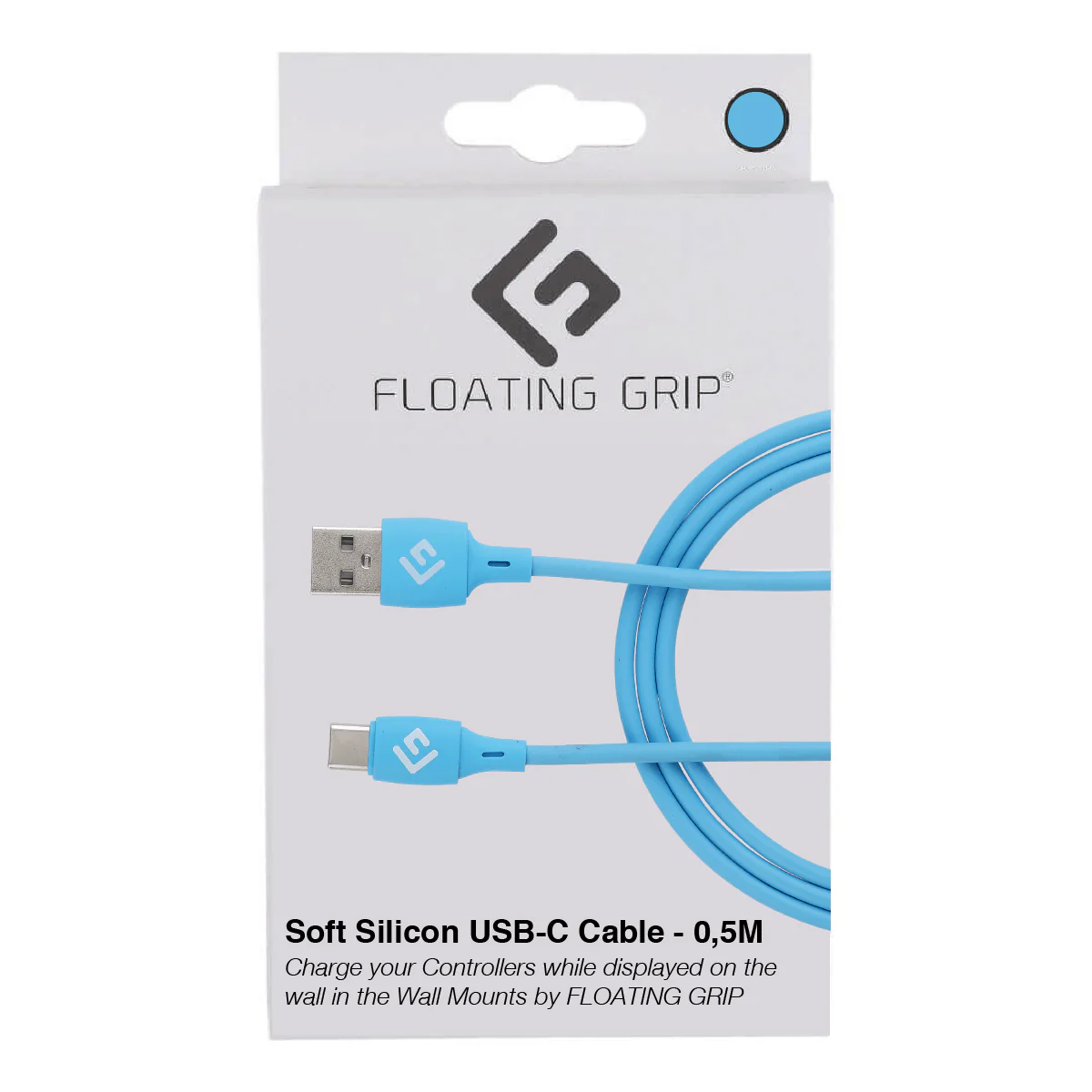 Floating Grip 0.5M Silicone USB-C Cable (Blå)