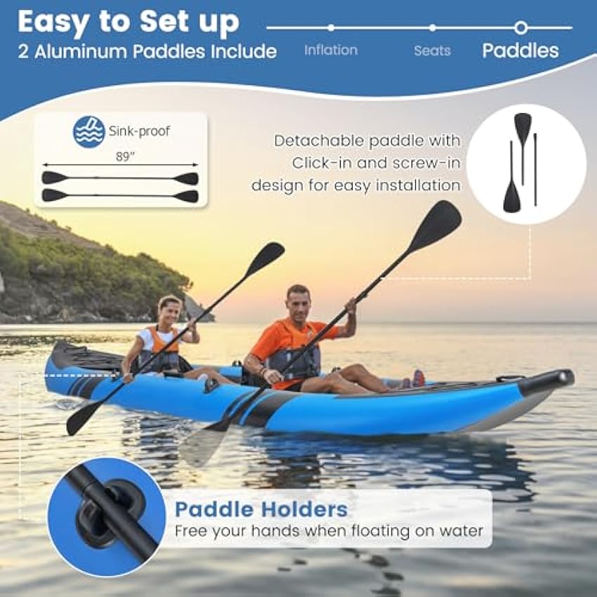 S AFSTAR Inflatable Kayak.2 Person Canoe with 507 lbs Capac