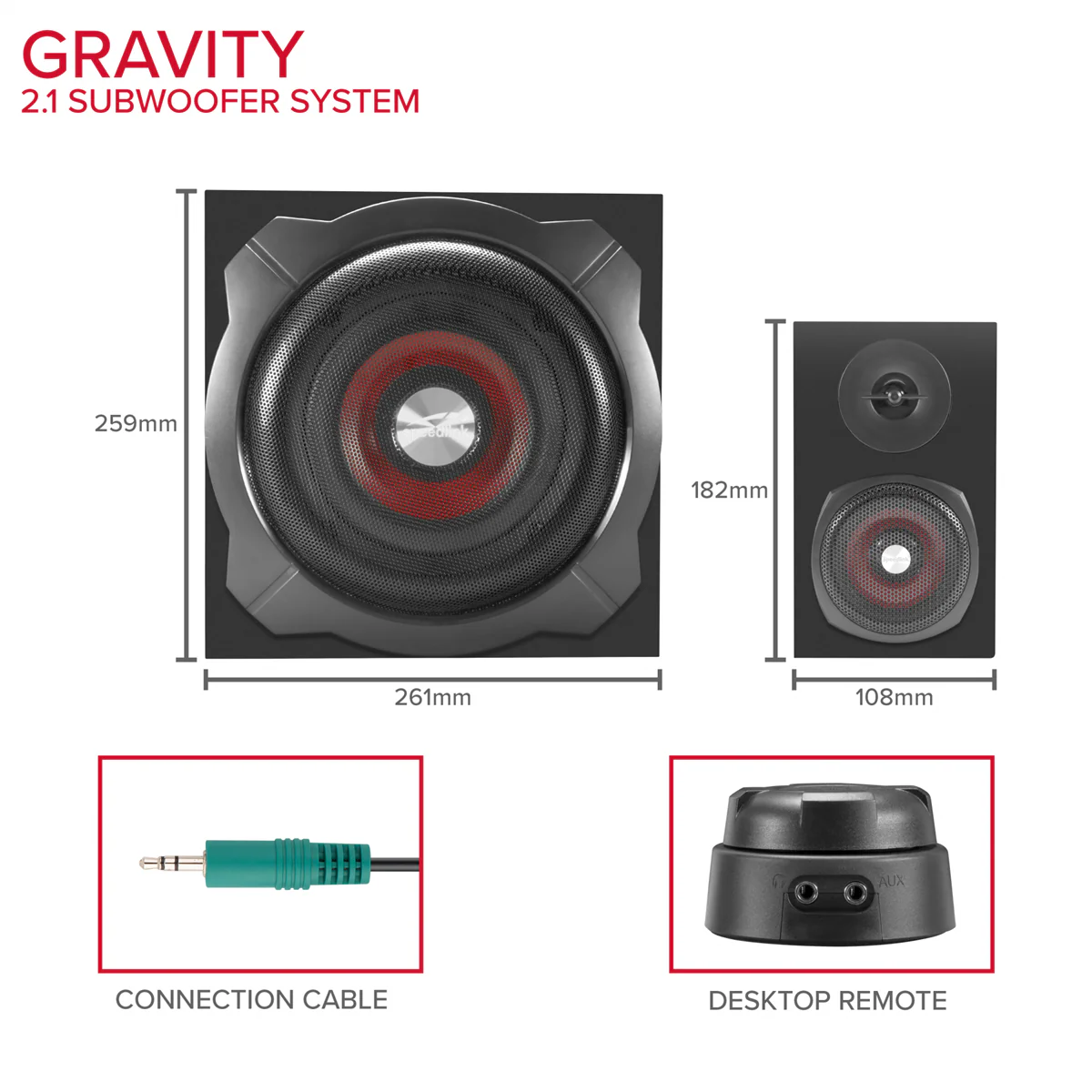 SpeedLink GRAVITY 2.1 Subwoofer System. black