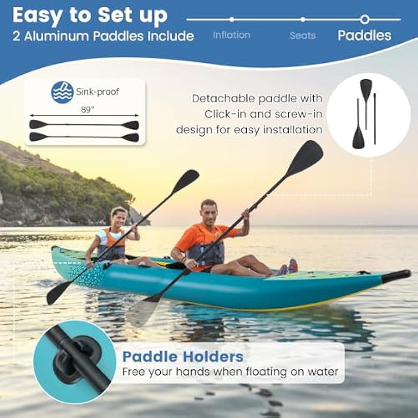 S AFSTAR Inflatable Kayak.2 Person Canoe with 507 lbs Capac