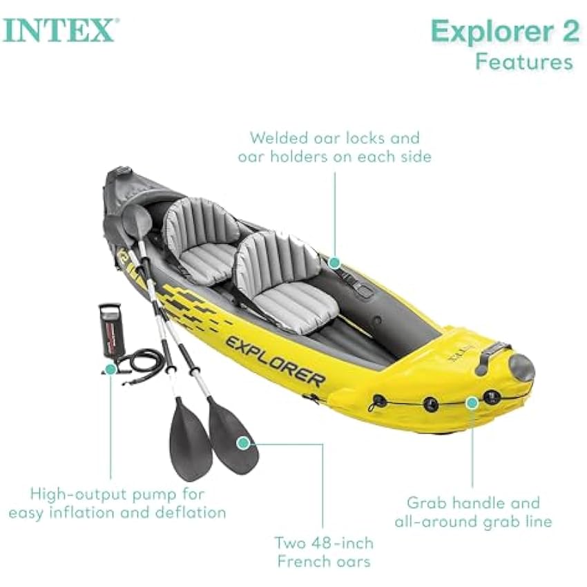 Intex 68307EP Explorer K2 Inflatable Kayak Set: Includes Del