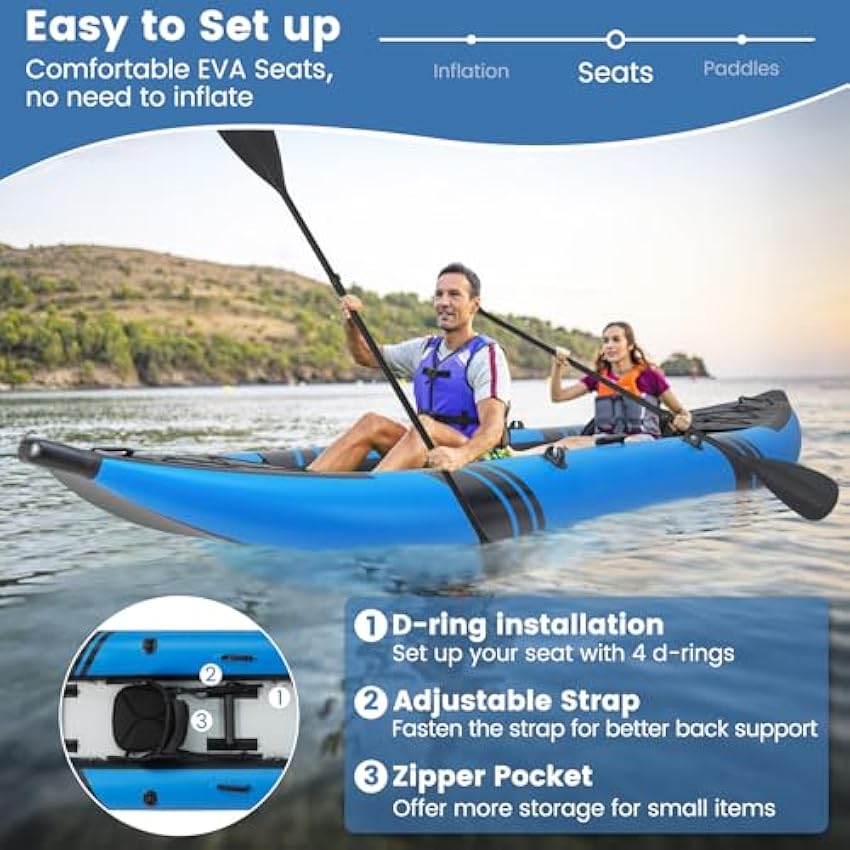 S AFSTAR Inflatable Kayak.2 Person Canoe with 507 lbs Capac