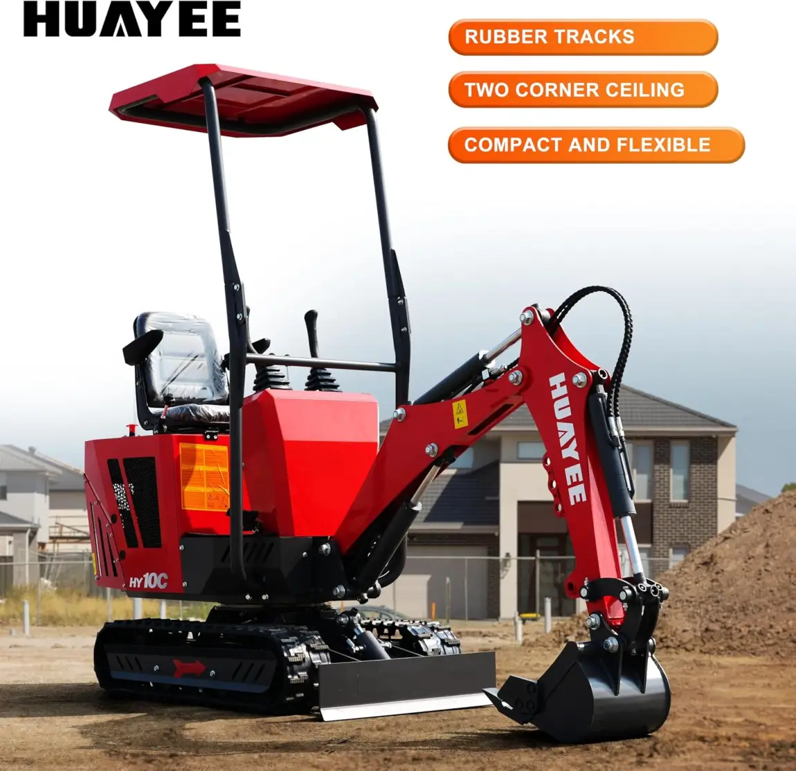 HY10C 1-Tonnen-Minibagger.13.5 PS starker.benzinbetriebener Kompaktbagger mit EPA-Zertifikat.Raupenbagger f眉r Grabenarbeiten.Landwirtschaft.Landschaftsbau.Lieferung bis zur Bordsteinkante und professionelles Entladen inklusive - Online Shop