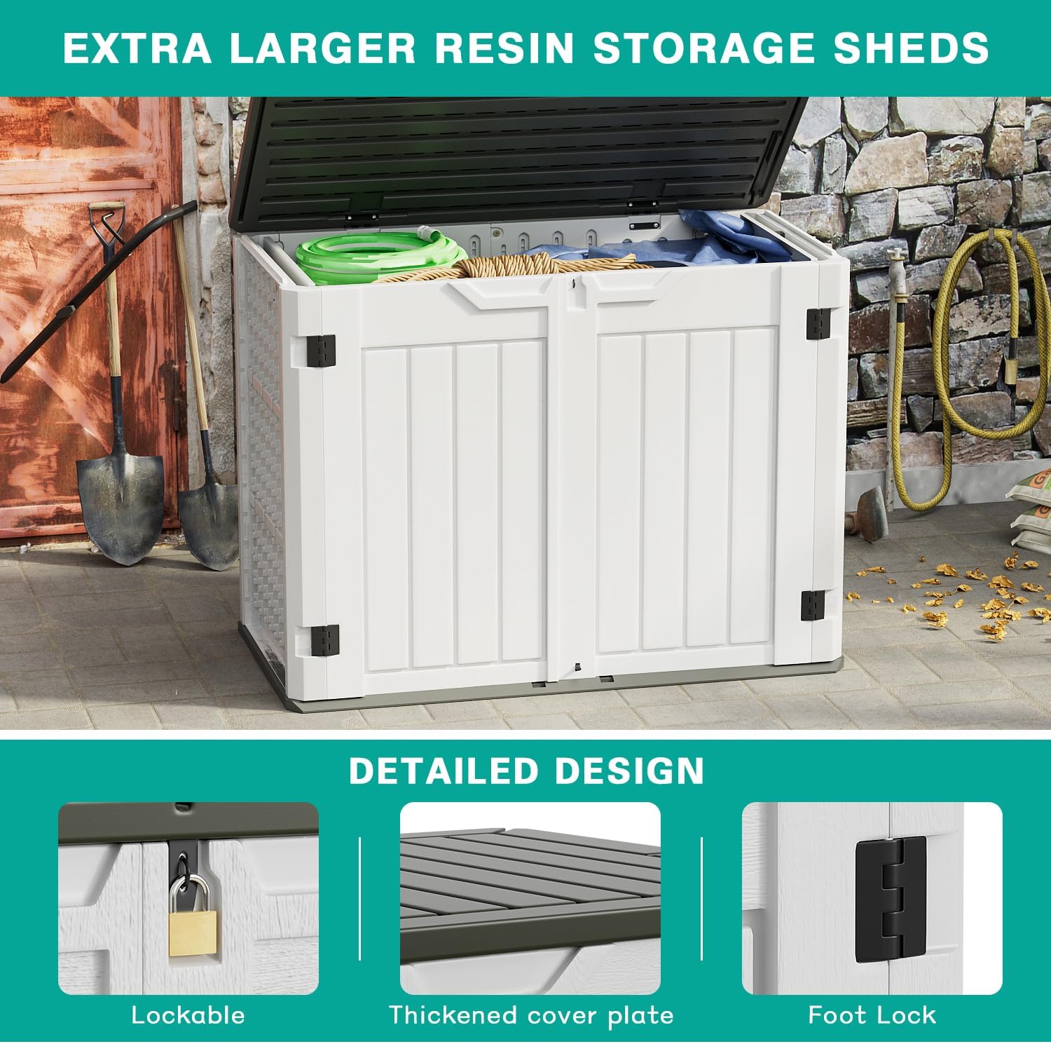 50-in L x 29-in 202- Gallons Gray Plastic Deck Box