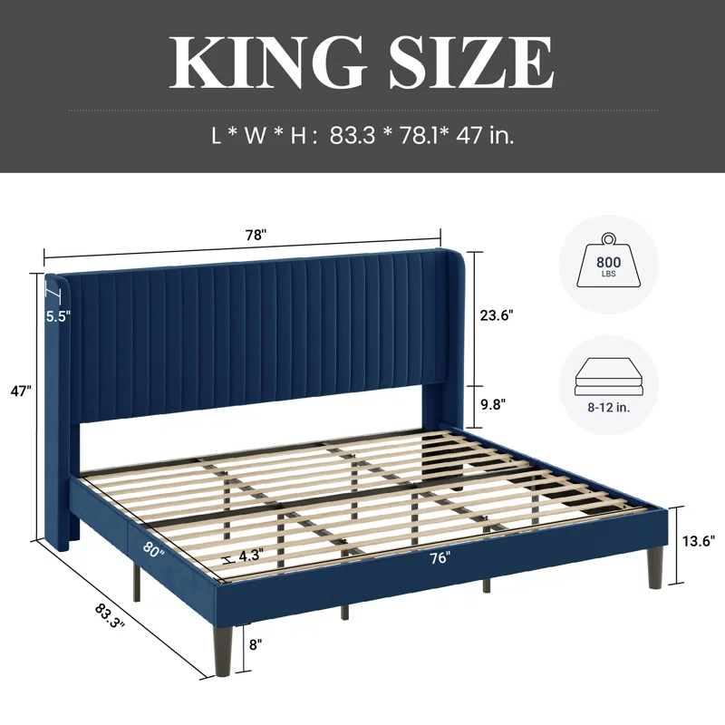 Candler Upholstered Wingback Bed