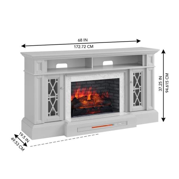 Parkbridge 68 in. Freestanding Electric Fireplace TV Stand in Light Gray with KD Insert