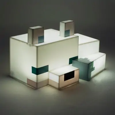 Minecraft 3D-Lampe – Polarfuchs – 16 cm