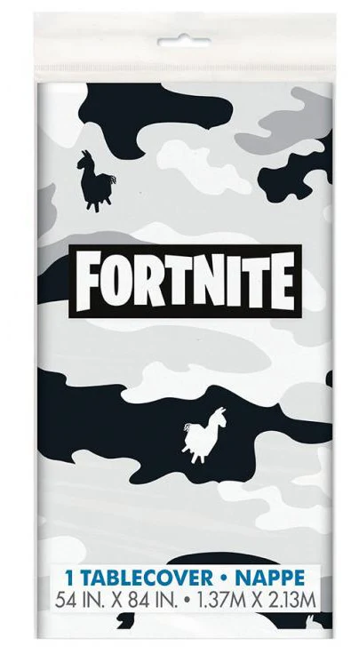 Fortnite Plastik Borddug - Sort Camouflage - 137x213 cm