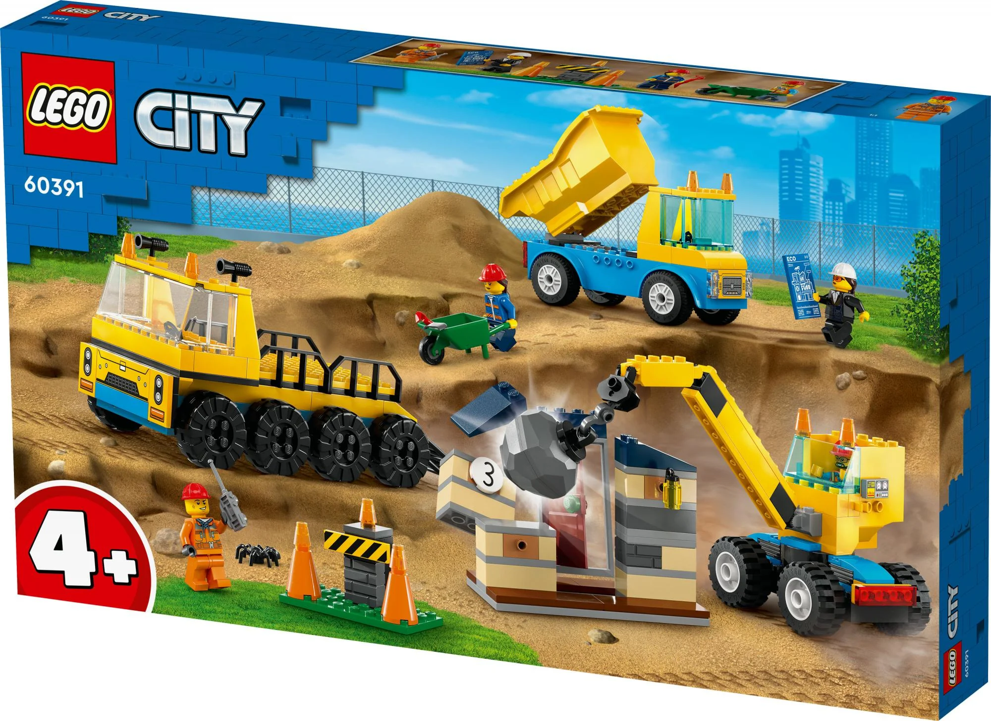 LEGO 60391 City Construction Vehicles and Crane with Wrecking Ball