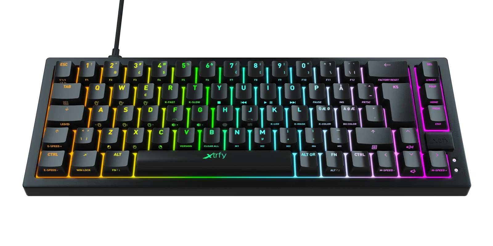 Xtrfy K5 RGB. Kompakt 65 % Schwarz