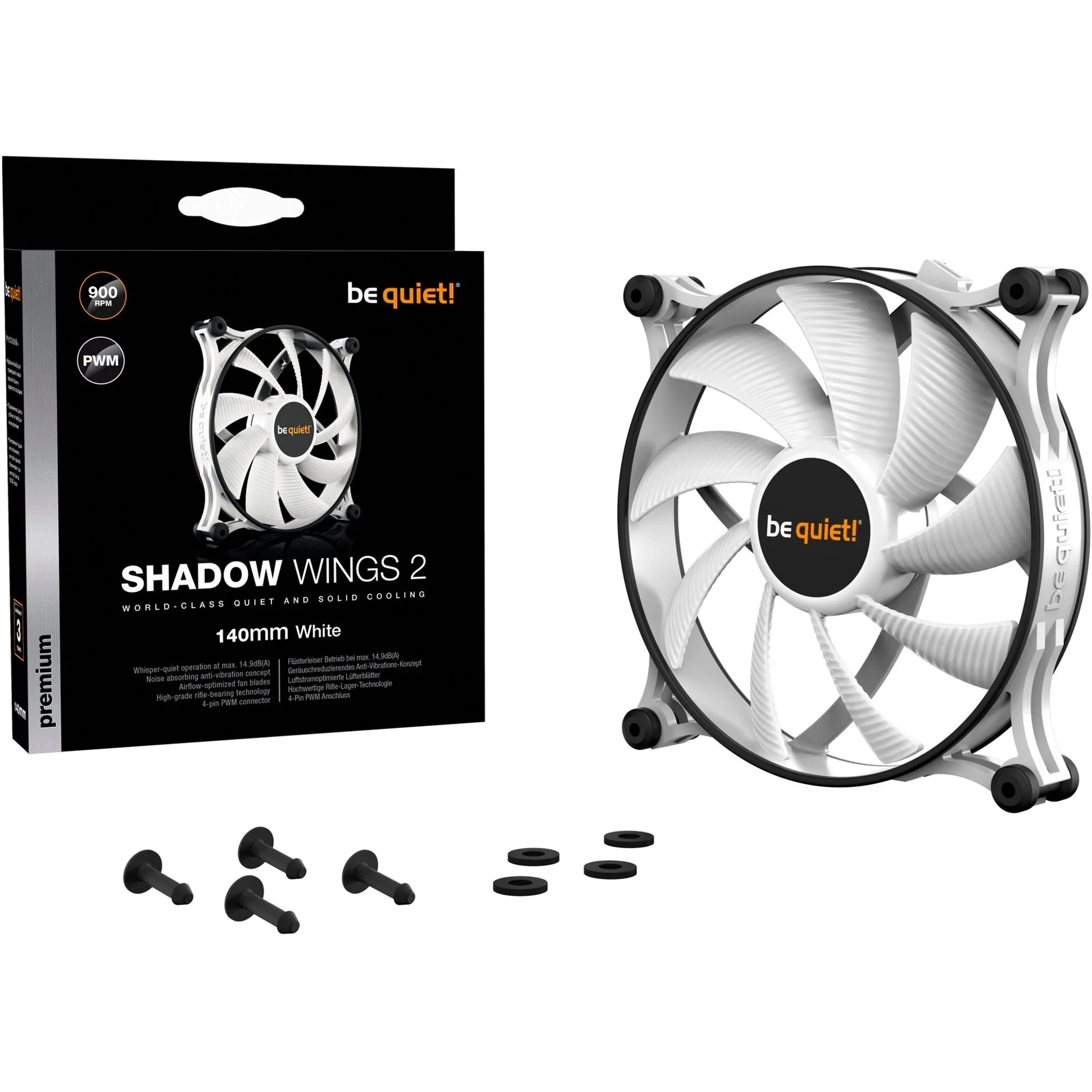 be quiet! Shadow Wings 2 PWM White 140mm case fan (White)