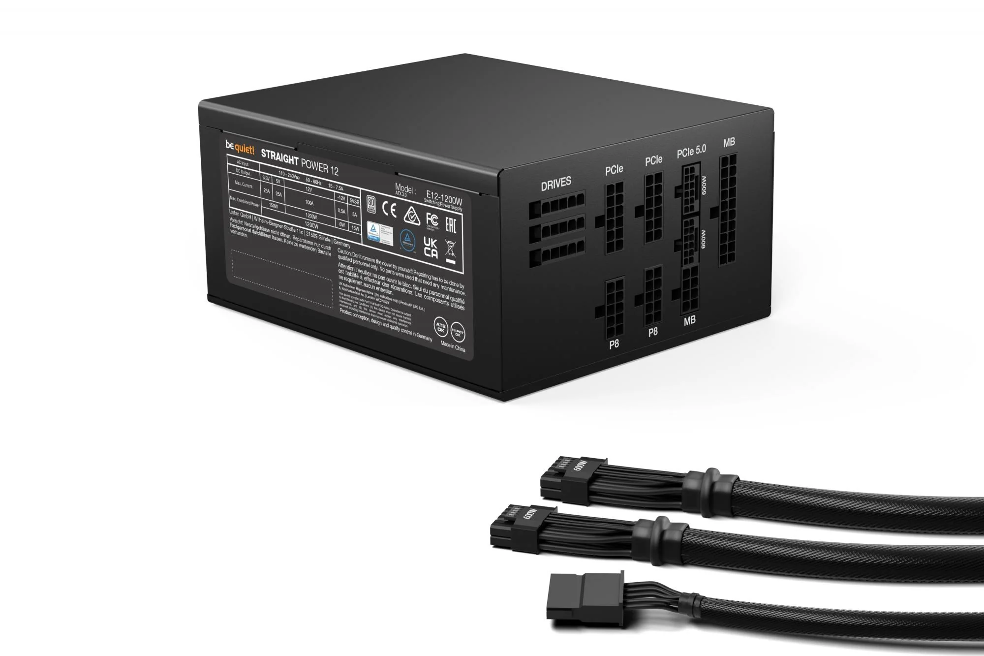 be quiet! Straight Power 12 Platinum 1200W ATX3.0. PC power supply (black. 2x 12VHPWR. 4x PCIe. cable management. 1200 watts)