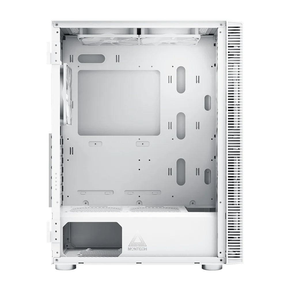 Montech X3 Glass White – 3x 140 mm statische RGB-Lüfter + 3x 120 mm statische RGB-Lüfter. seitlich schwenkbares gehärtetes Glas