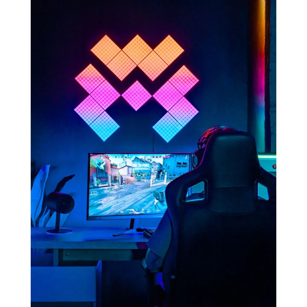 Twinkly Squares 3er-Pack Lichtpanel-Erweiterungspaket RGB – 16 x 16 cm 64 LED