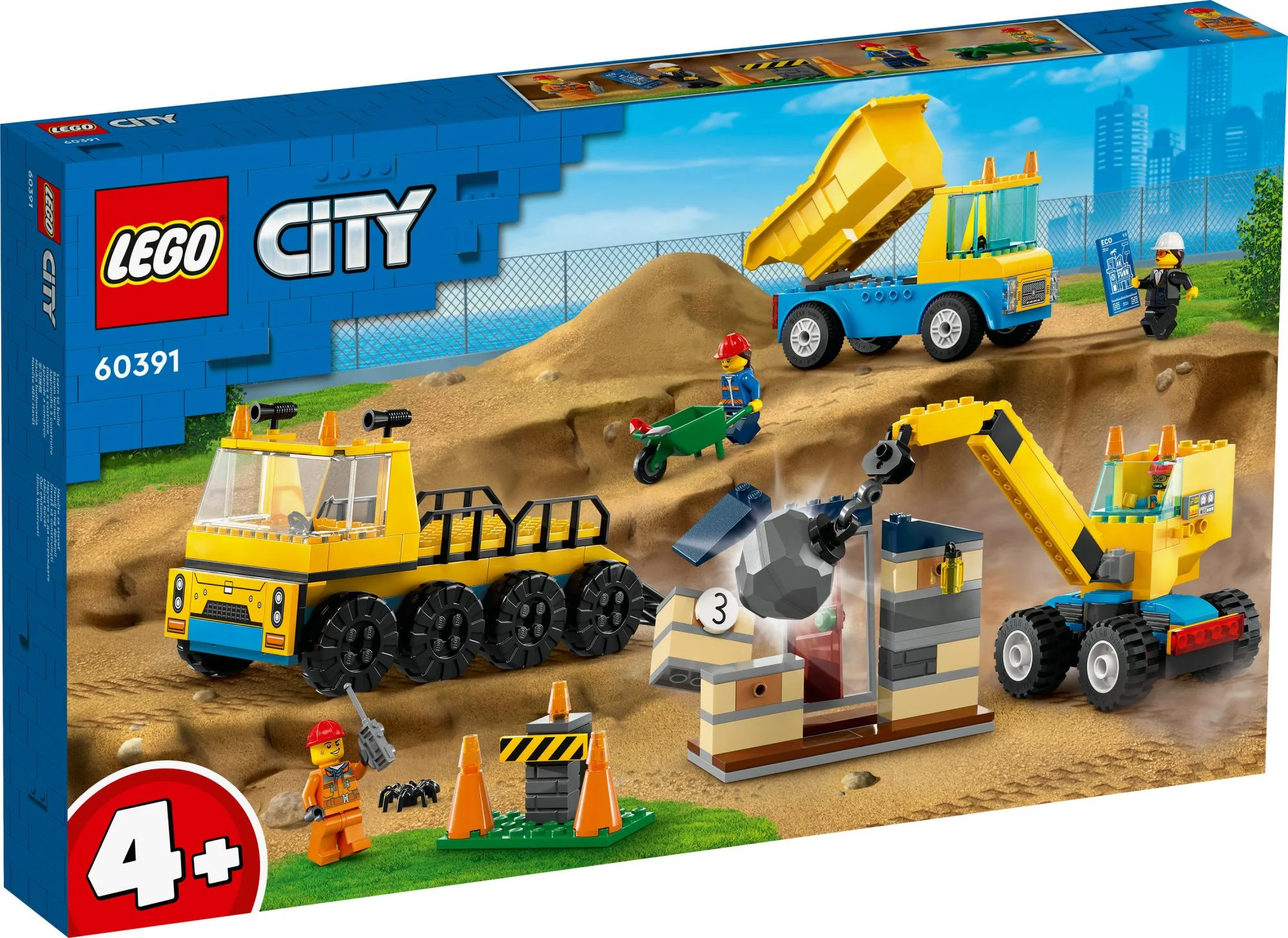 LEGO 60391 City Construction Vehicles and Crane with Wrecking Ball