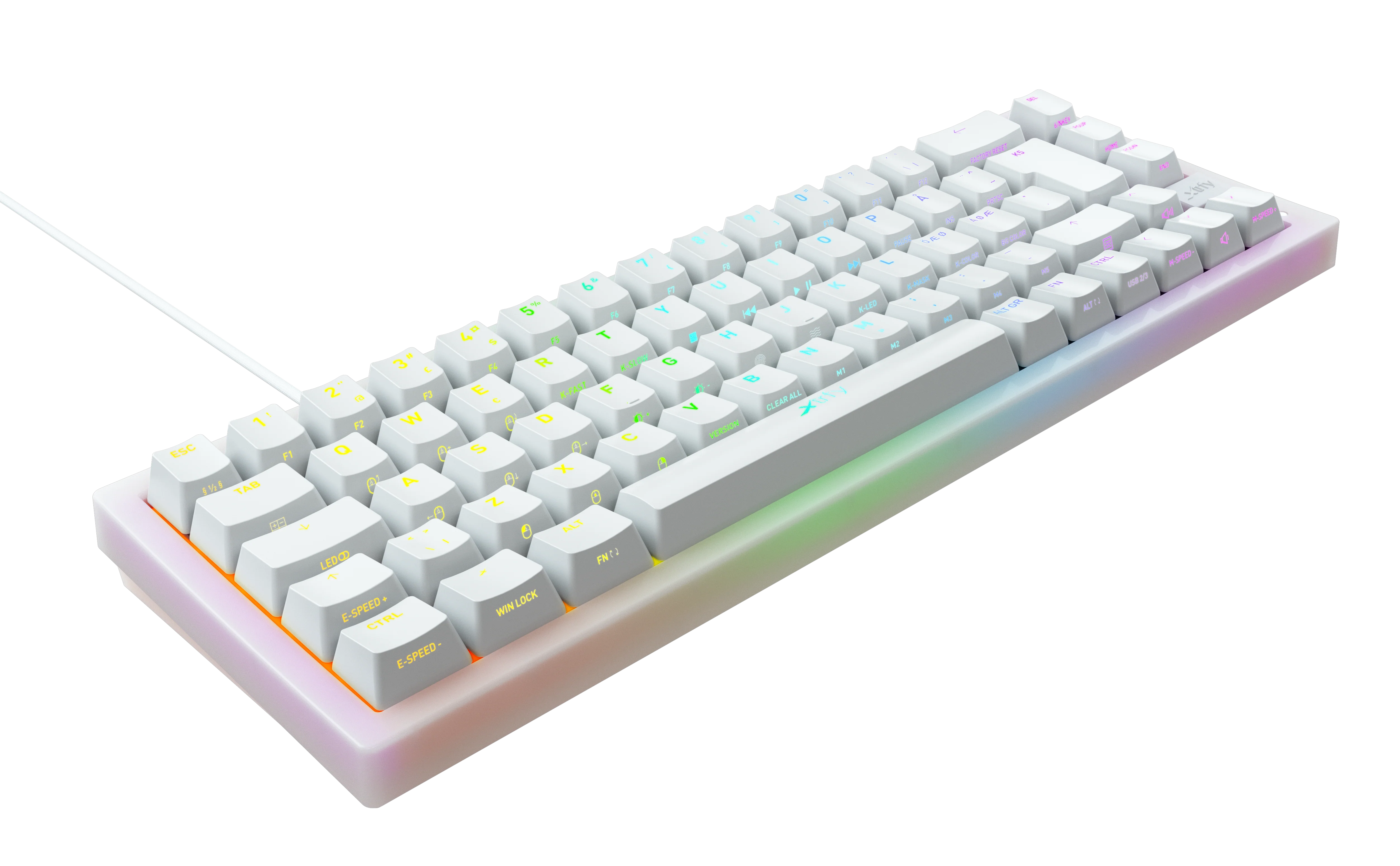 Xtrfy K5 RGB. kompakt. 65 % transparentes Weiß