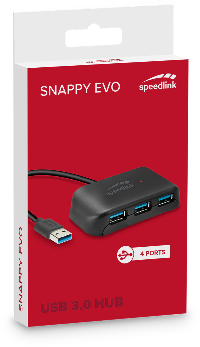SpeedLink SNAPPY EVO USB-Hub. 4-Port. USB 3.0. Passiv. schwarz