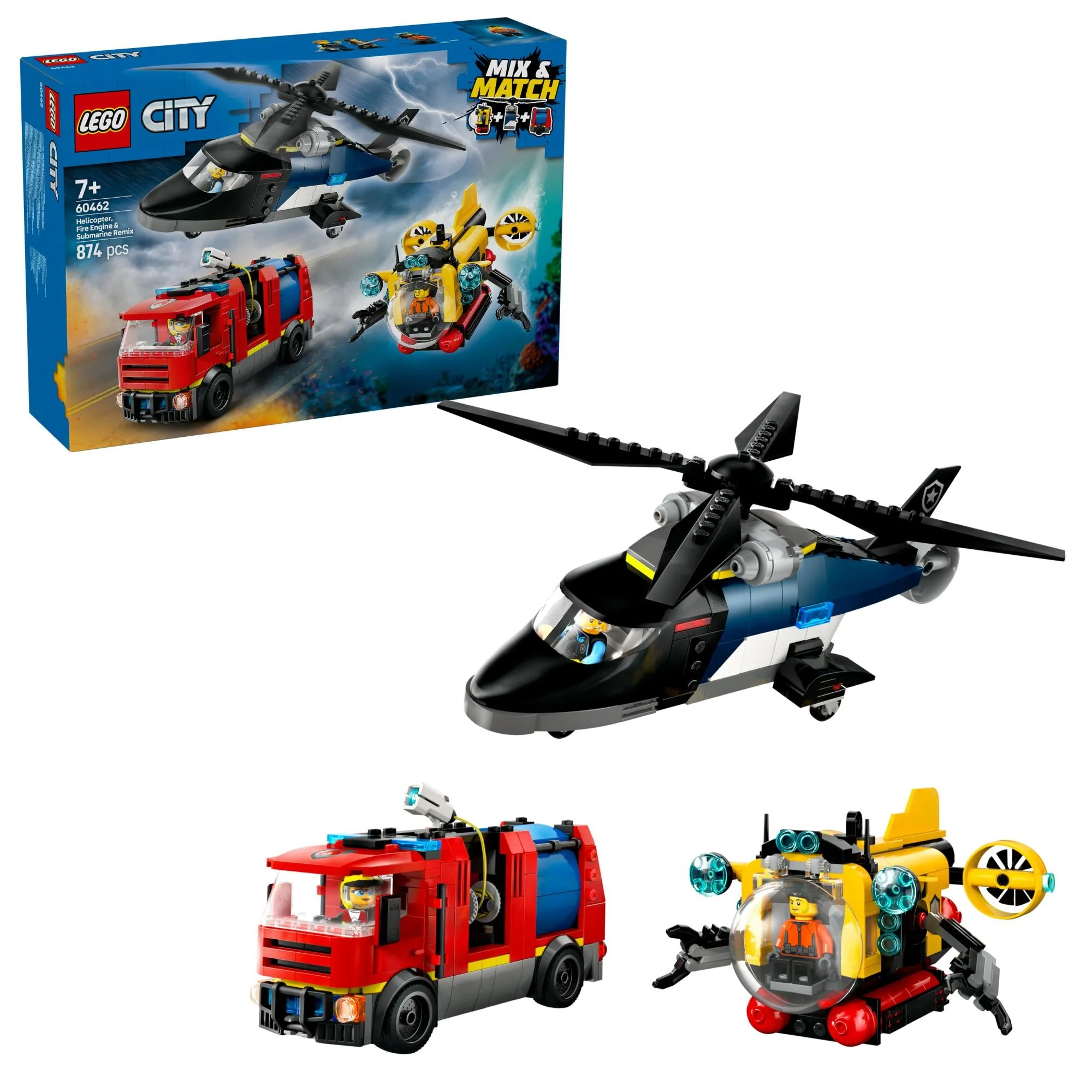 LEGO 60462 City Combination Set with Helicopter. Fire Truck and Submarine