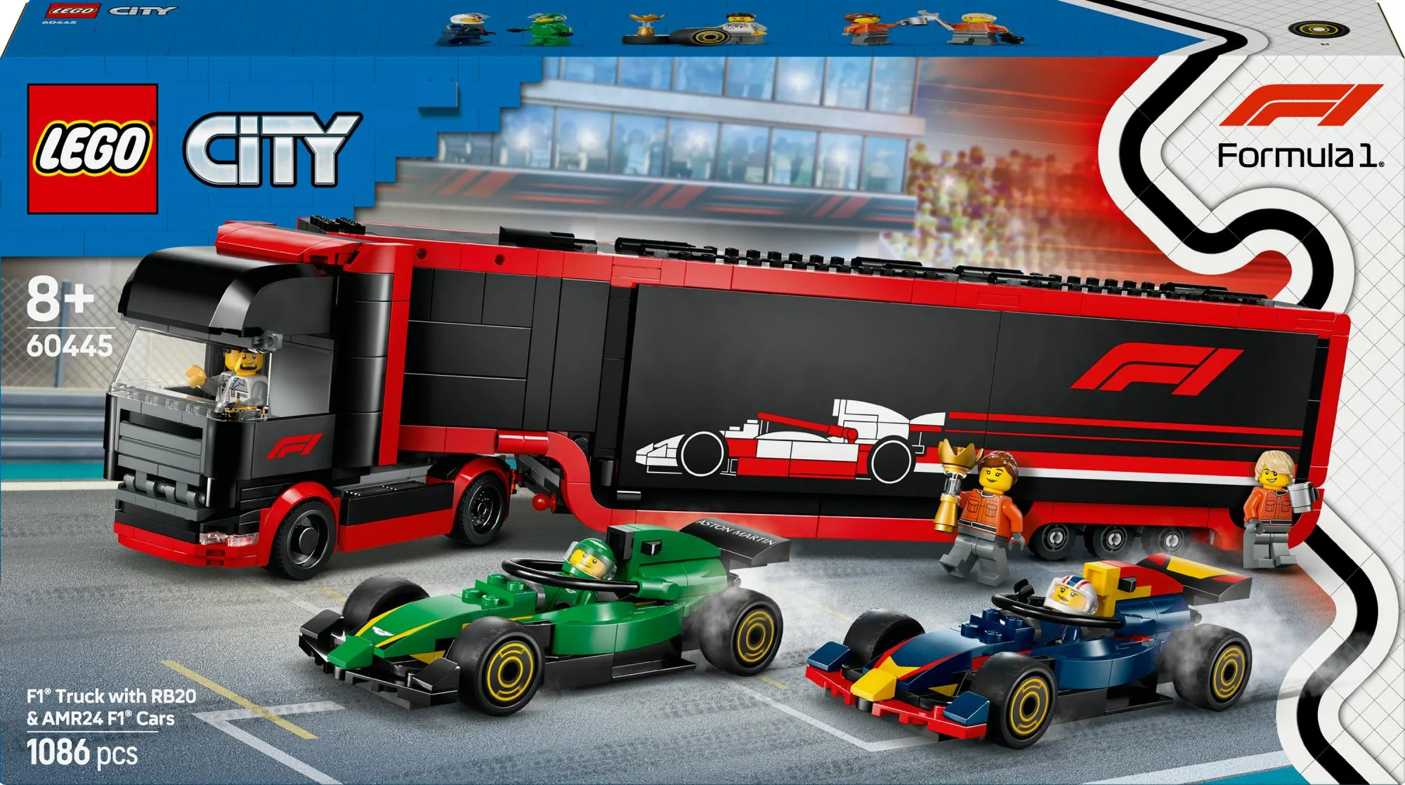 LEGO 60445 City F1 Transporter with RB20 & AMR24 F1 Racing Cars