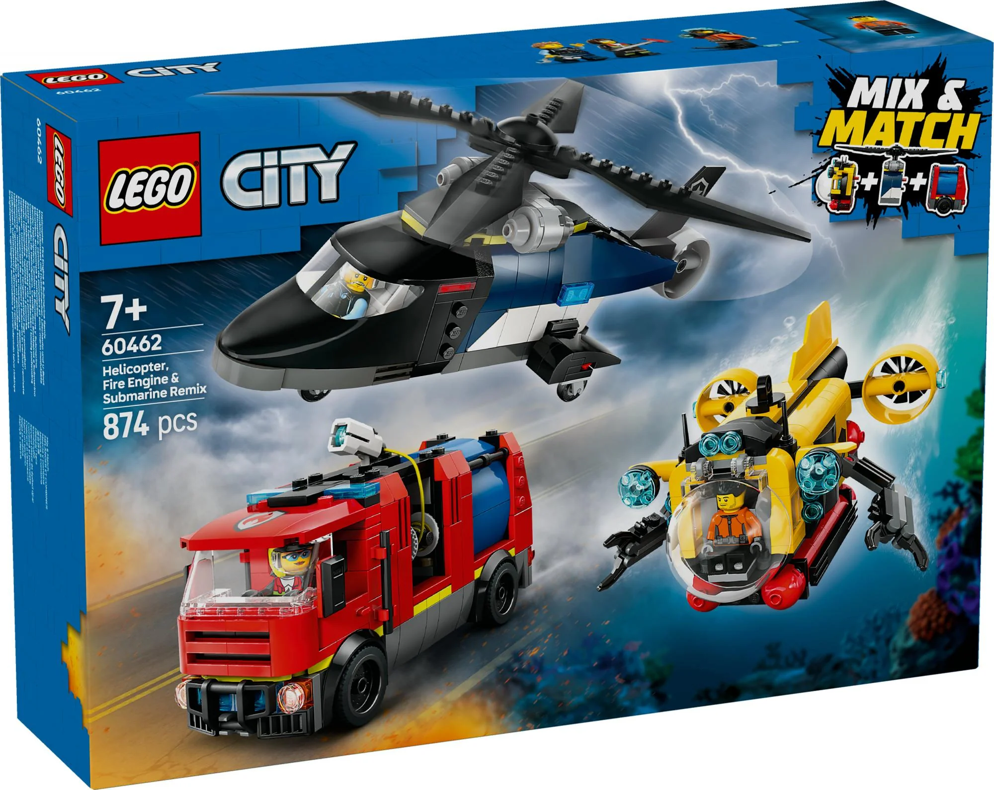 LEGO 60462 City Combination Set with Helicopter. Fire Truck and Submarine