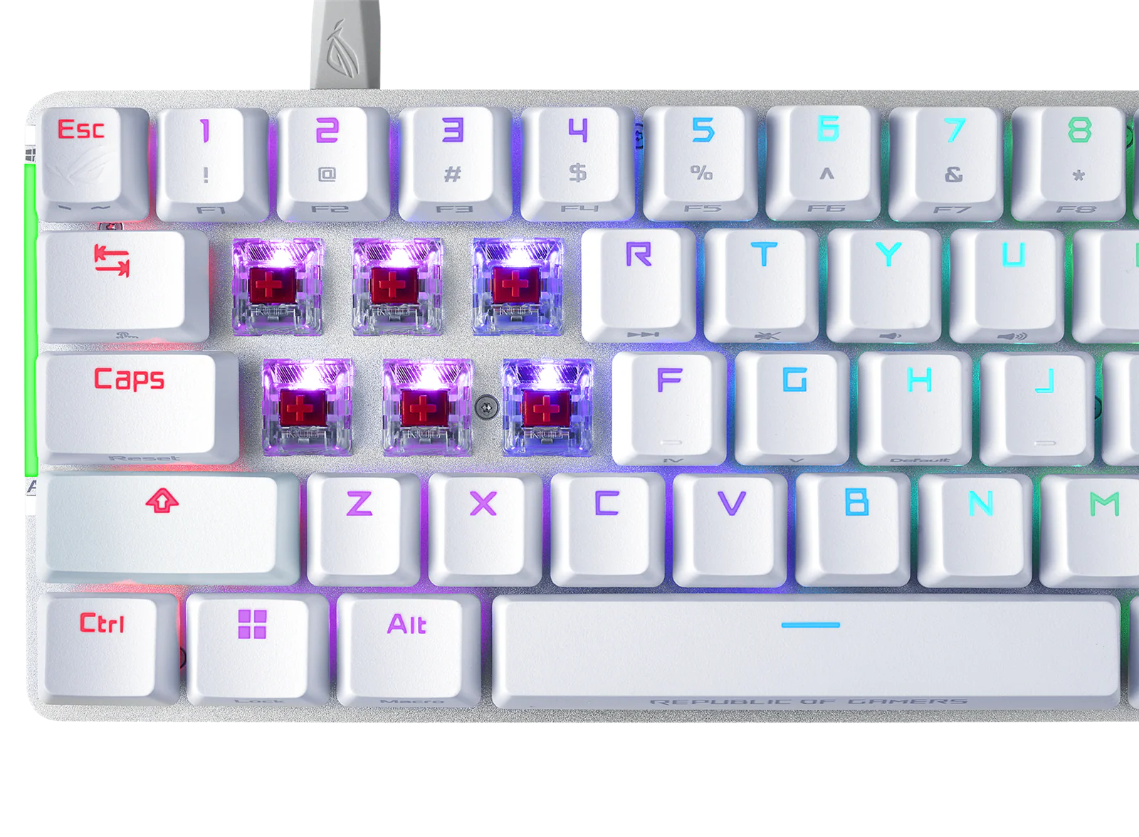 ASUS ROG FALCHION ACE 65 % weiße RGB-Kompakt-USB-C-Gaming-NXRD-Mechanische Tastatur PBT-Tastenkappen