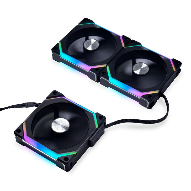 Lian Li UNI FAN SL V2 120 RGB-PWM-Lüfter. 3er-Pack. Schwarz – 120 mm. 28 mm Rahmen