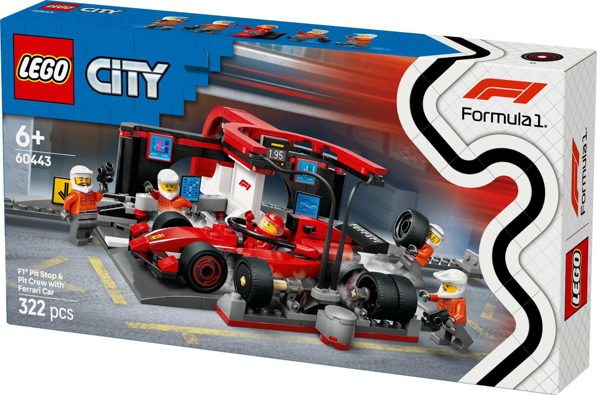 LEGO 60443 City F1 Pit Stop with Pit Crew and Ferrari Racer