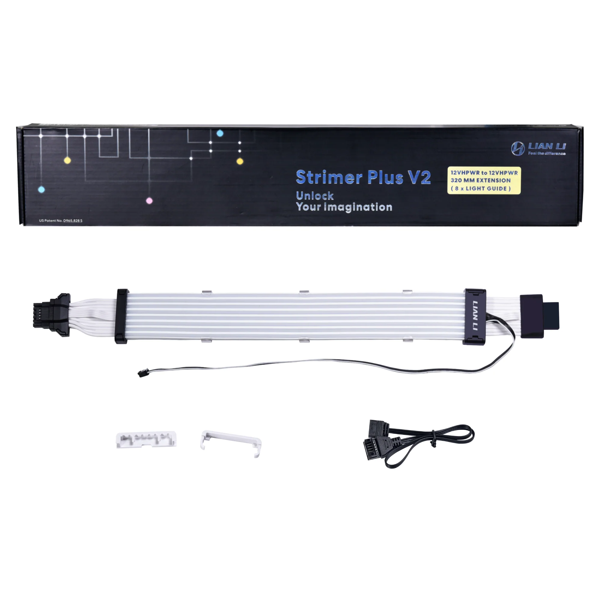 Lian Li Strimer plus V2 16-8 – 12+4-poliger Stecker. 8 Lichtleiter. 16 AWG