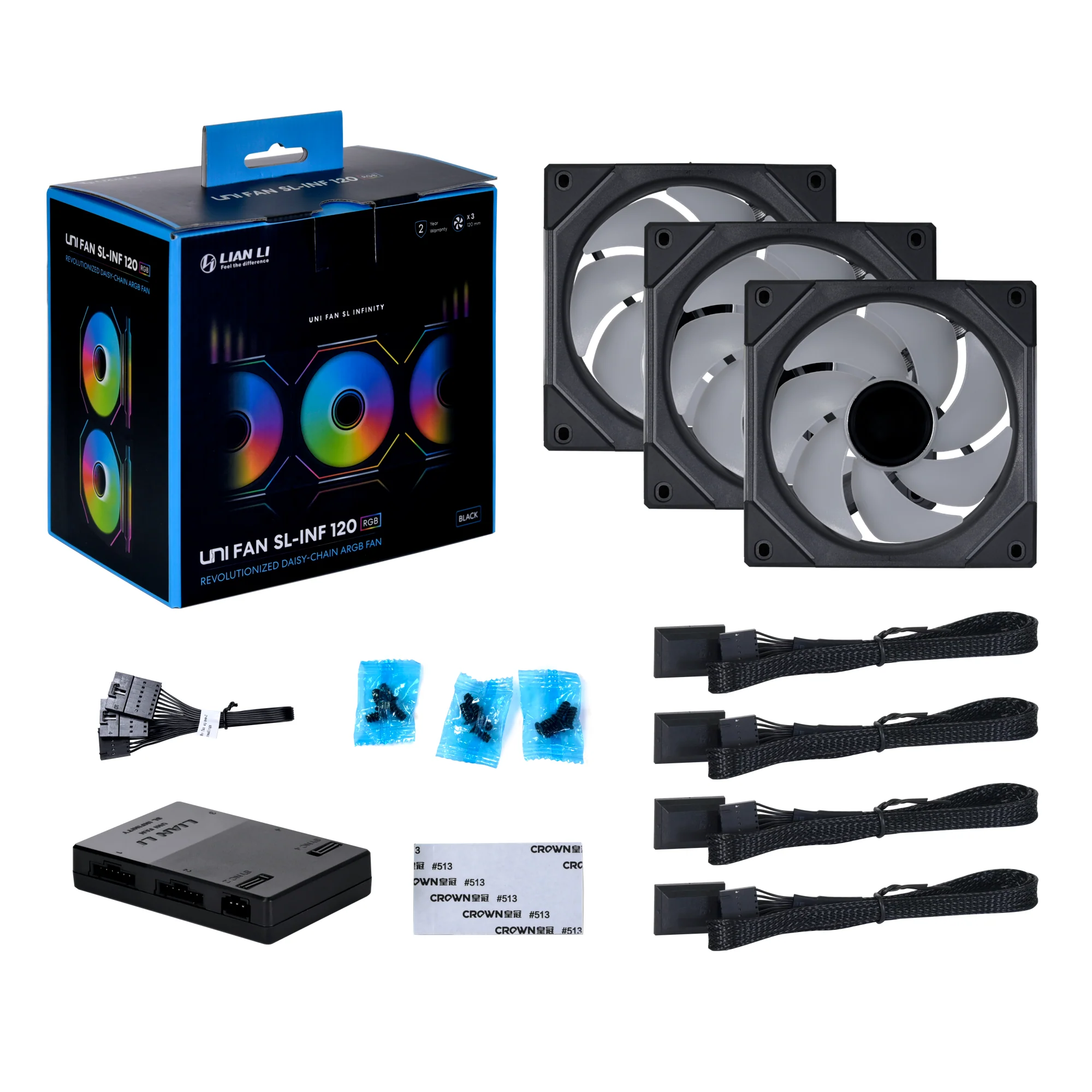Lian li UNI FAN SL Infinity PWM Schwarz 3er-Pack– 120 mm– Infinity RGB– Controller im Lieferumfang enthalten