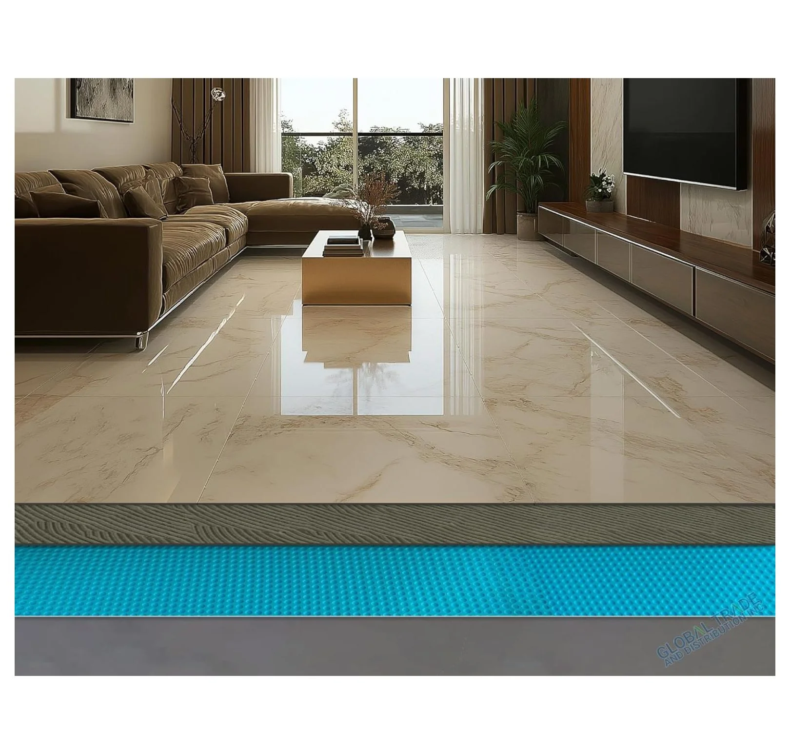 Uncoupling Waterproofing Membrane Roll, 54 Sq Ft (3.3 Ft x 16.4 Ft), 1/8'' Anti-Fracture Mat, Crack Isolation Flooring Underlayment for Bathroom Floor Tile, Subfloor