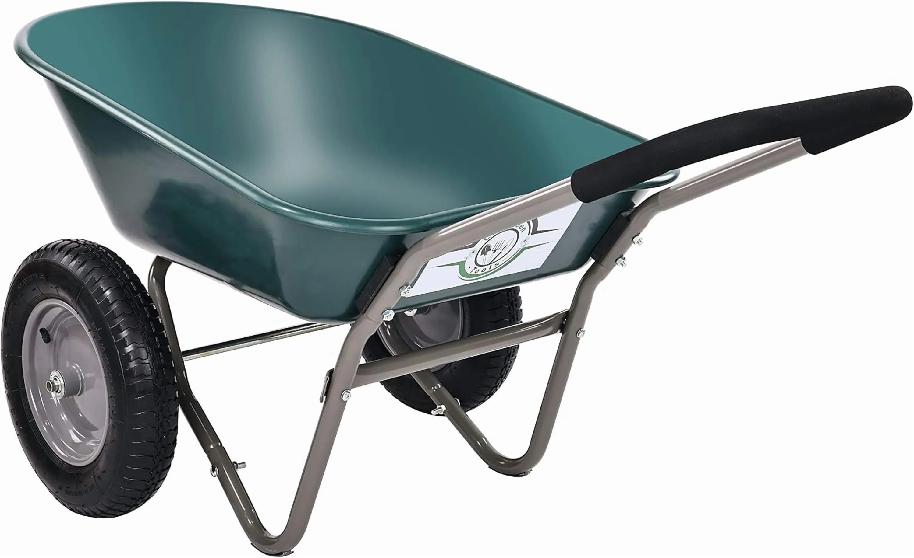 Dual-Wheel Home Garden Yard Utility Wheelbarrow Cart with Built-in Stand