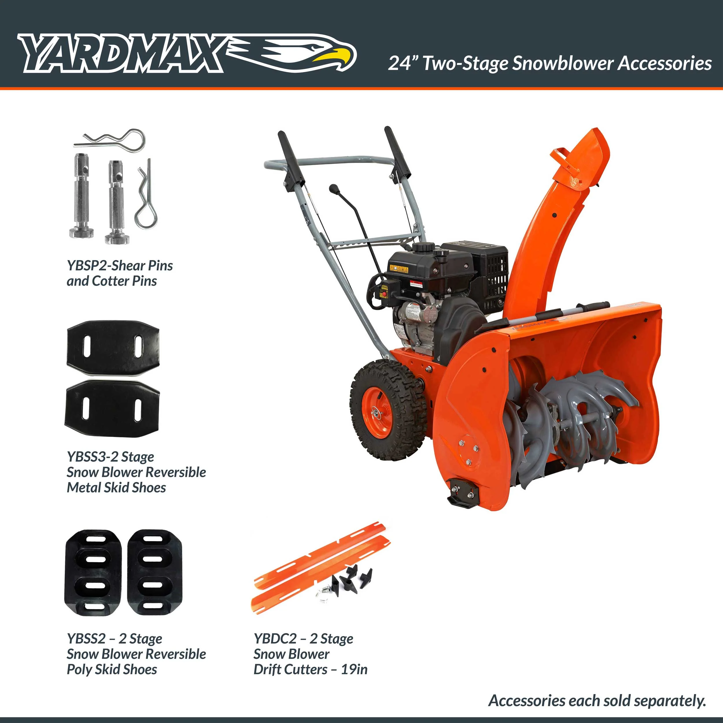 YARDMAX 24 in. 212cc Two-stage Self-propelled Gas Snow Blower with Push-button Electric Start