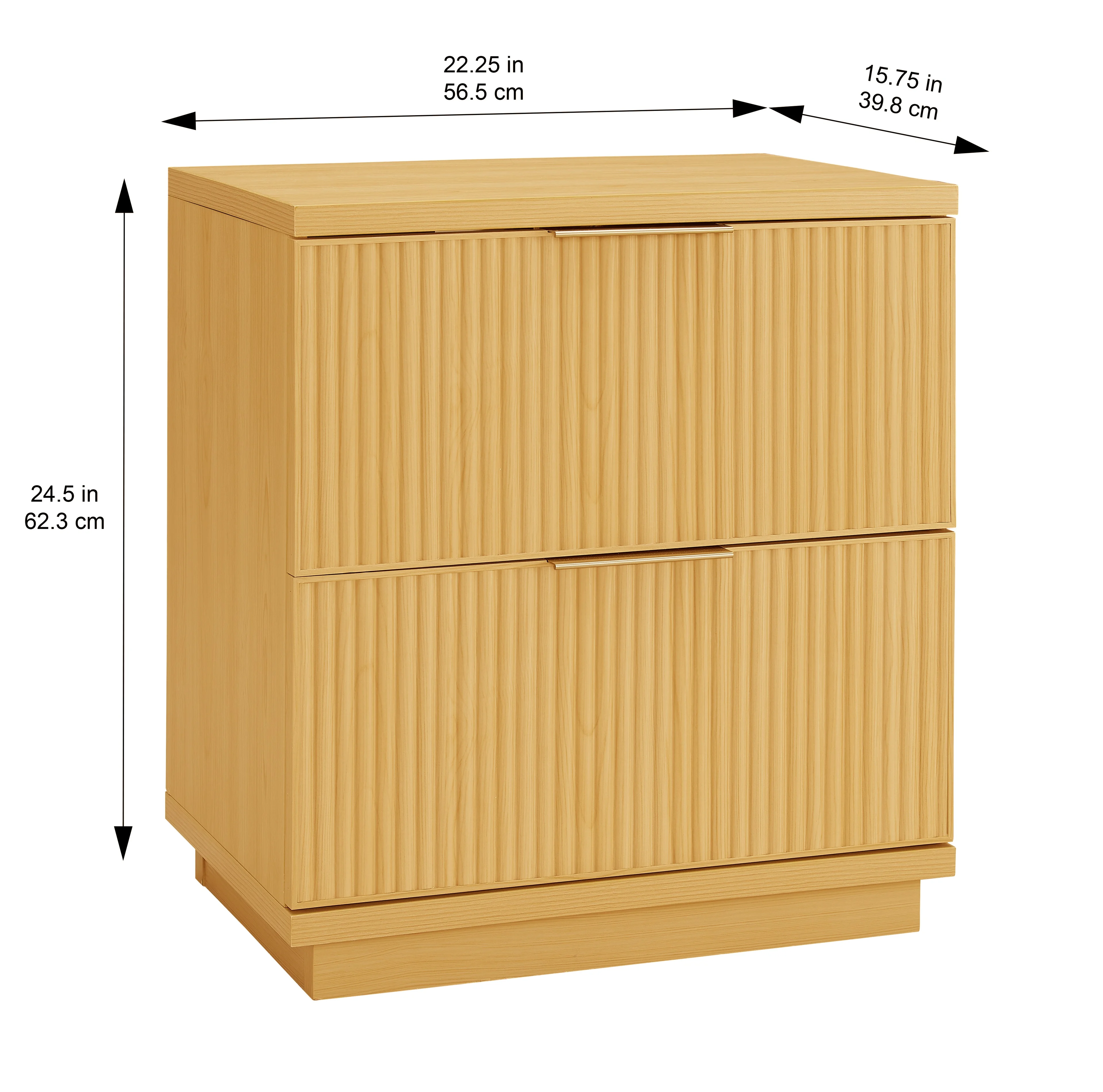 Better Homes & Gardens Lillian Fluted 2-Drawer Nightstand with USB, Natural Pine