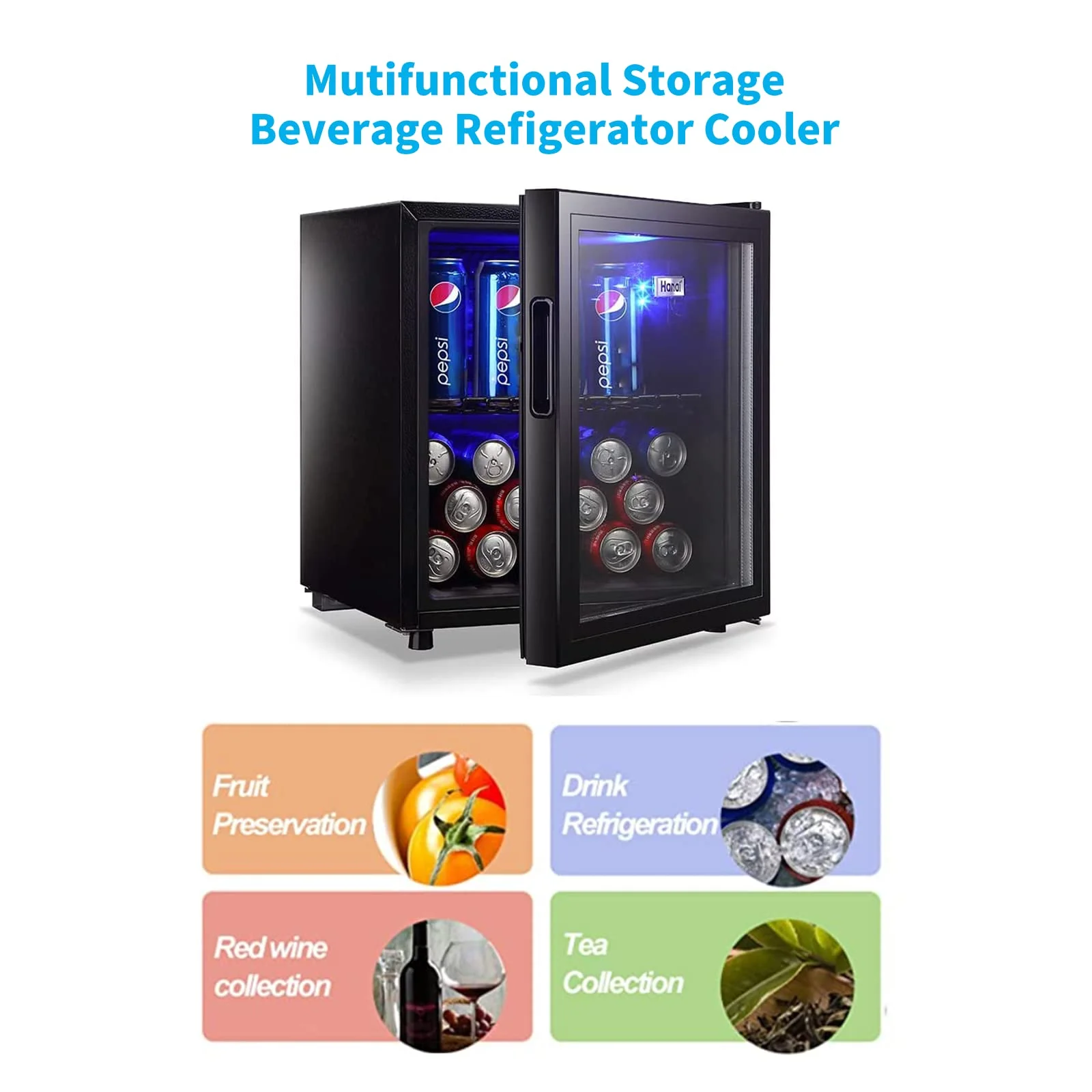 62-Can Beverage Cooler and Refrigerator, Small Mini Fridge for Home, Office or Bar with Glass Door and Adjustable Removable Shelves��Perfect for Soda Beer or Wine, Stainless Steel, 1.6 Cu.Ft.