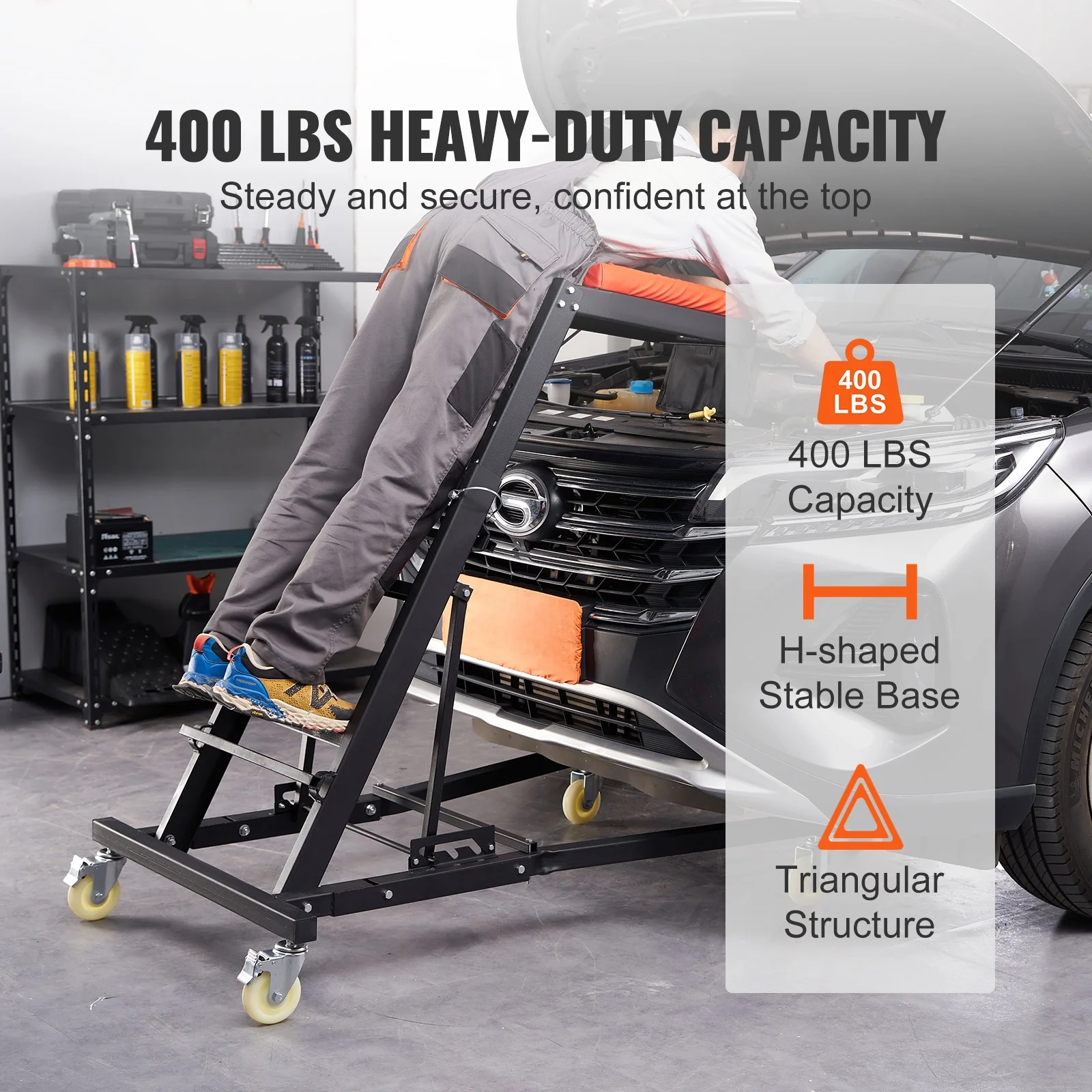 VEVOR Automotive Topside Creeper, with Adjustable Height 48