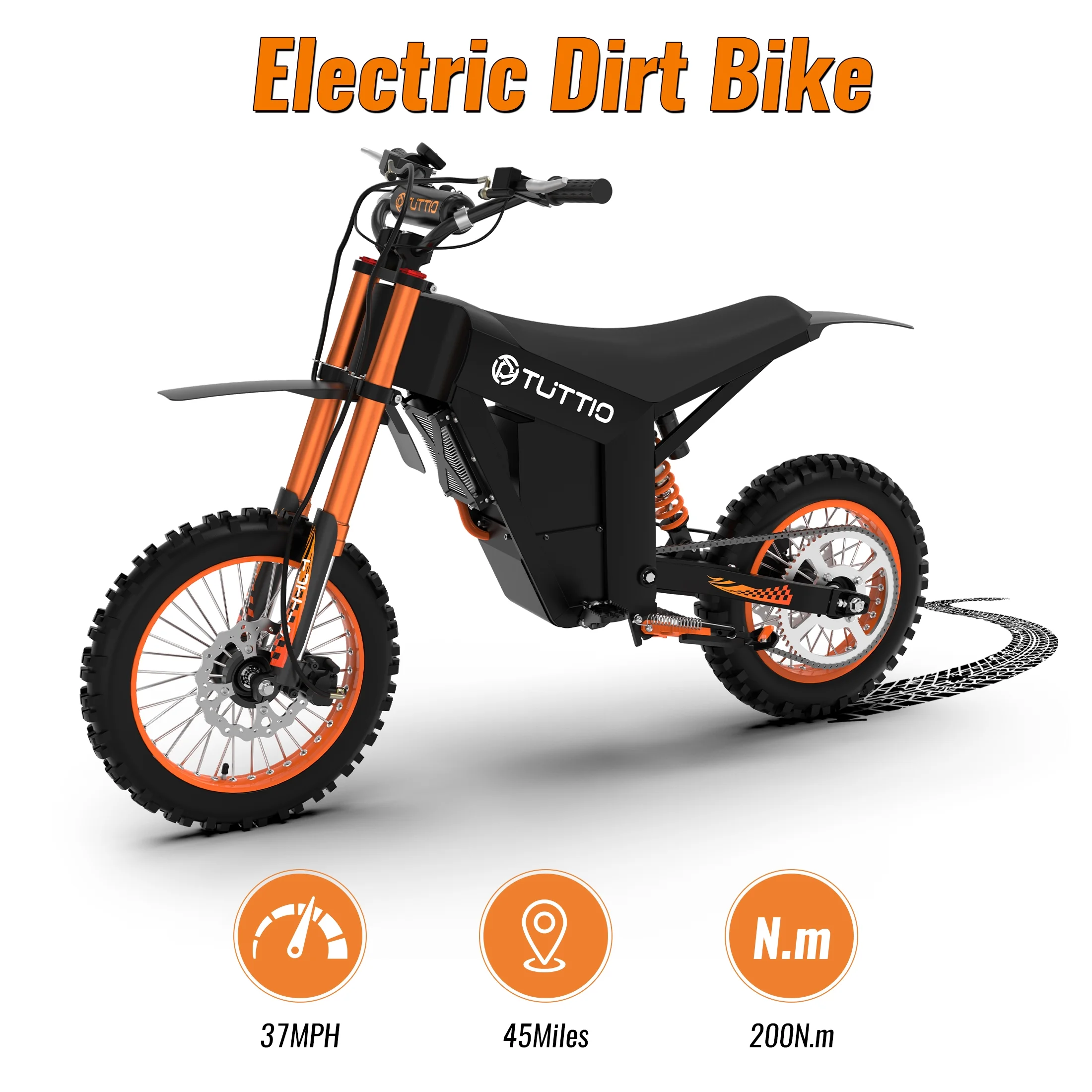 TUTTIO Soleil01 Electric Dirt Bike For Adults,48V 21Ah 200N.m,2000W Motor,Max 37Mph,Maximum Range 45 Miles,Dirt Bikes
