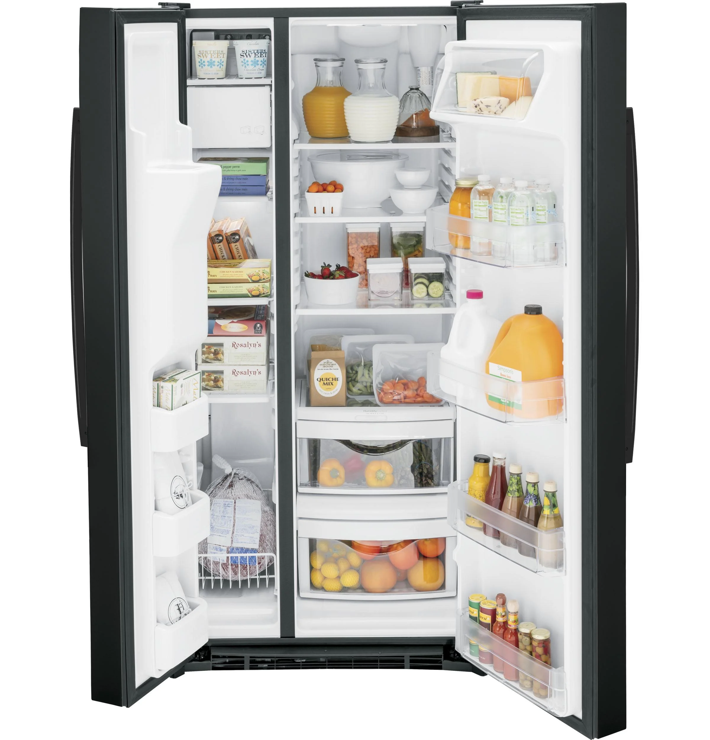 General Electric Side by Side Freestanding Refrigerator, Black