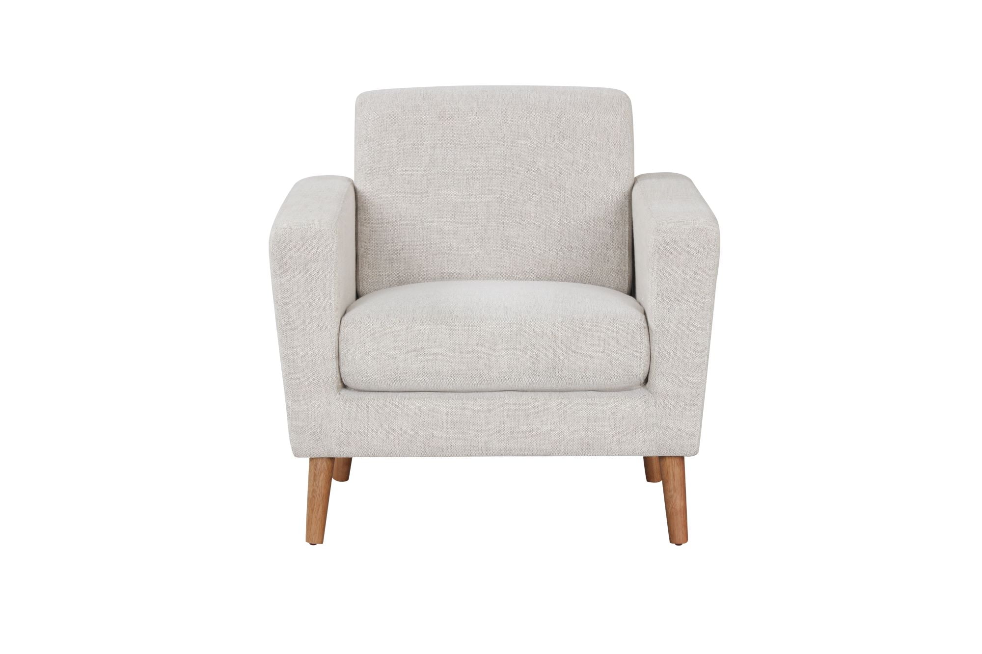 Mainstays Square Arm Accent Chair With Rubber Wood Legs, Beige Linen Fabric