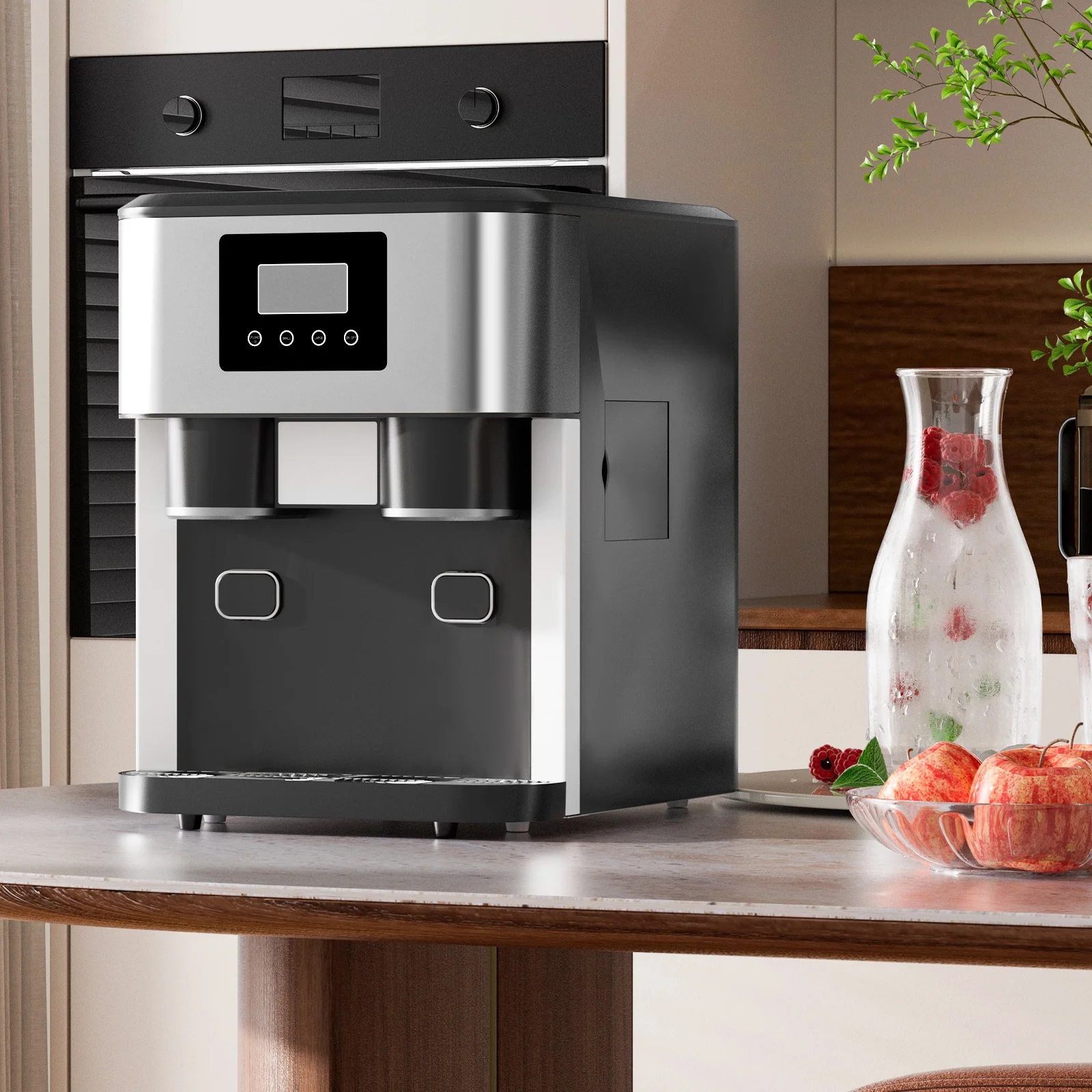 TABU 40Lbs/24H Countertop Ice Maker Machine,3 in 1 Ice Maker with Water Dispenser,Crushed Ice,Black