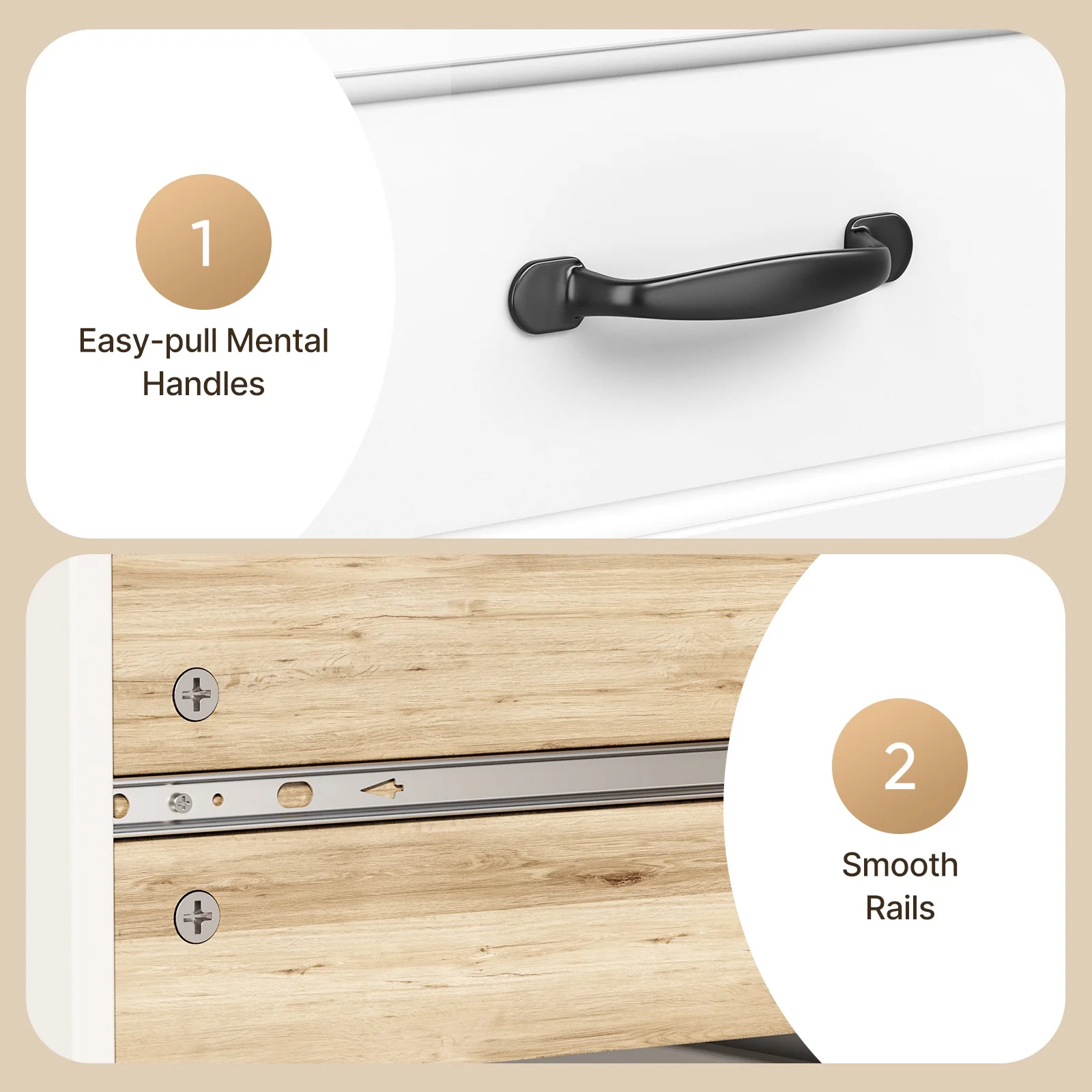 Dresser for Bedroom, Lofka 6 Drawer Dresser with Metal Handle, Chest of Drawers for Living Room