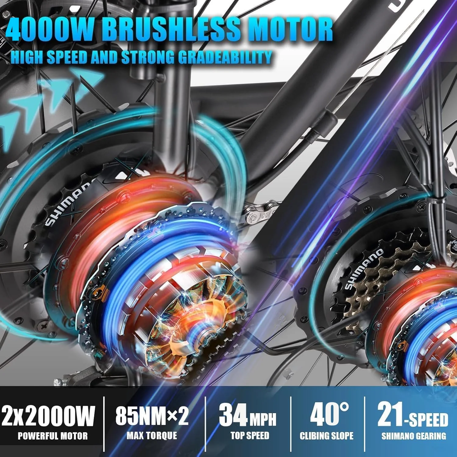 KETELES Electric Bike for Adults, Peak 4000W Dual Motor Ebike��26