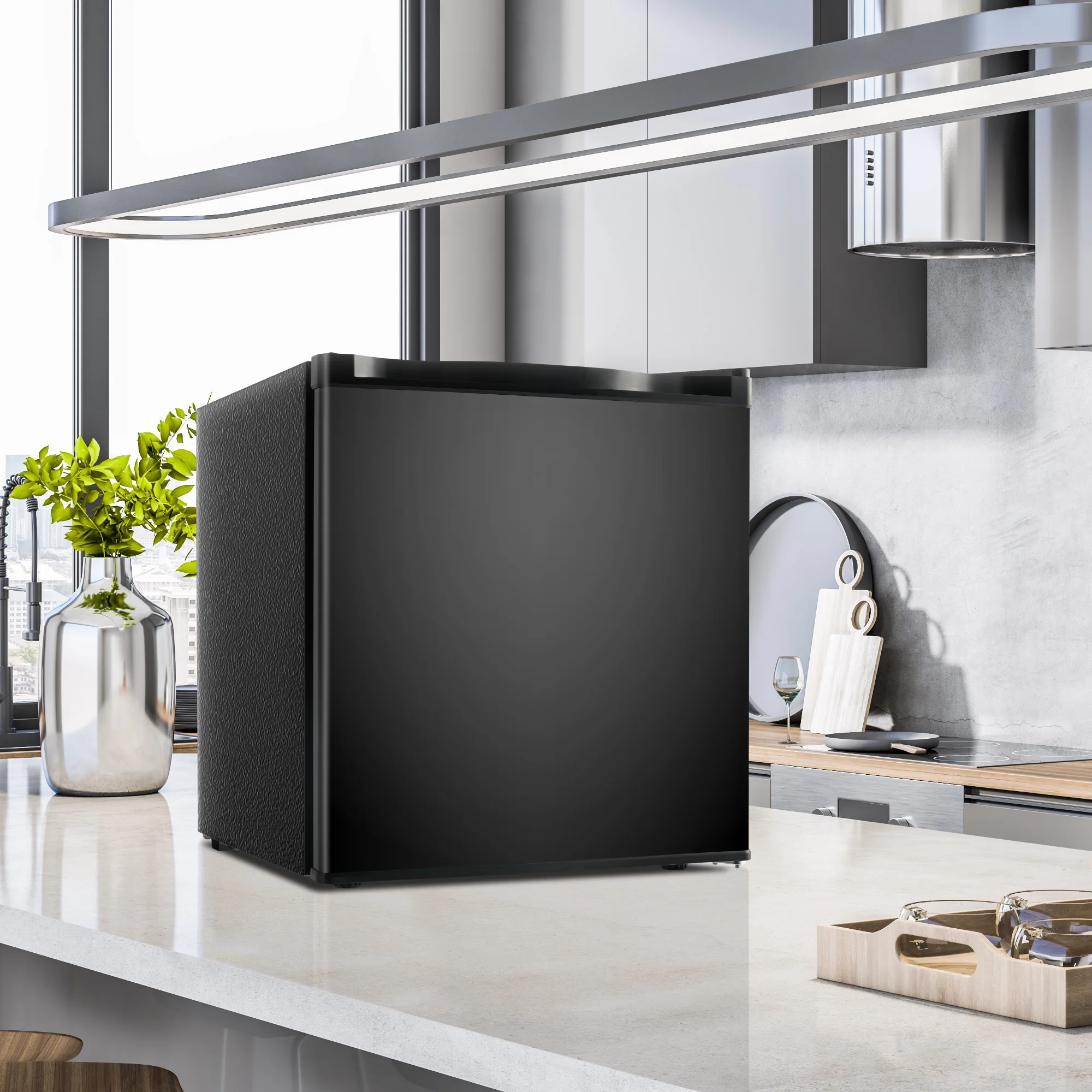 Simzlife 1.6 Cu.ft Mini Fridge with Freezer, Single Door Mini Refrigerator, Black