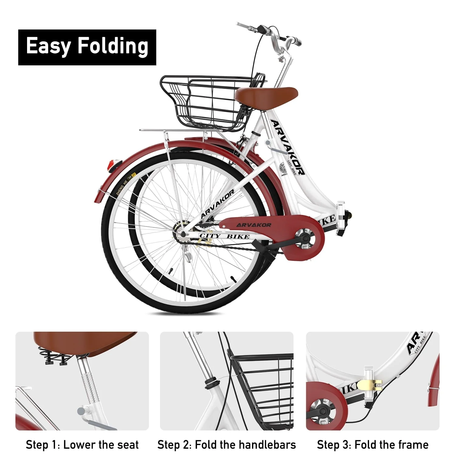 ARVAKOR 26 Inch Women Bike, Classic Bicycle Retro Bicycle, Cruiser Bike, White