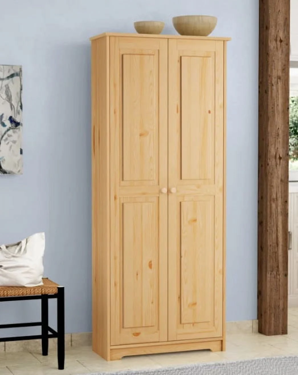 Solid Wood Pantry Storage Cabinet, Freestanding Kitchen Cupboard, Closet with Shelves