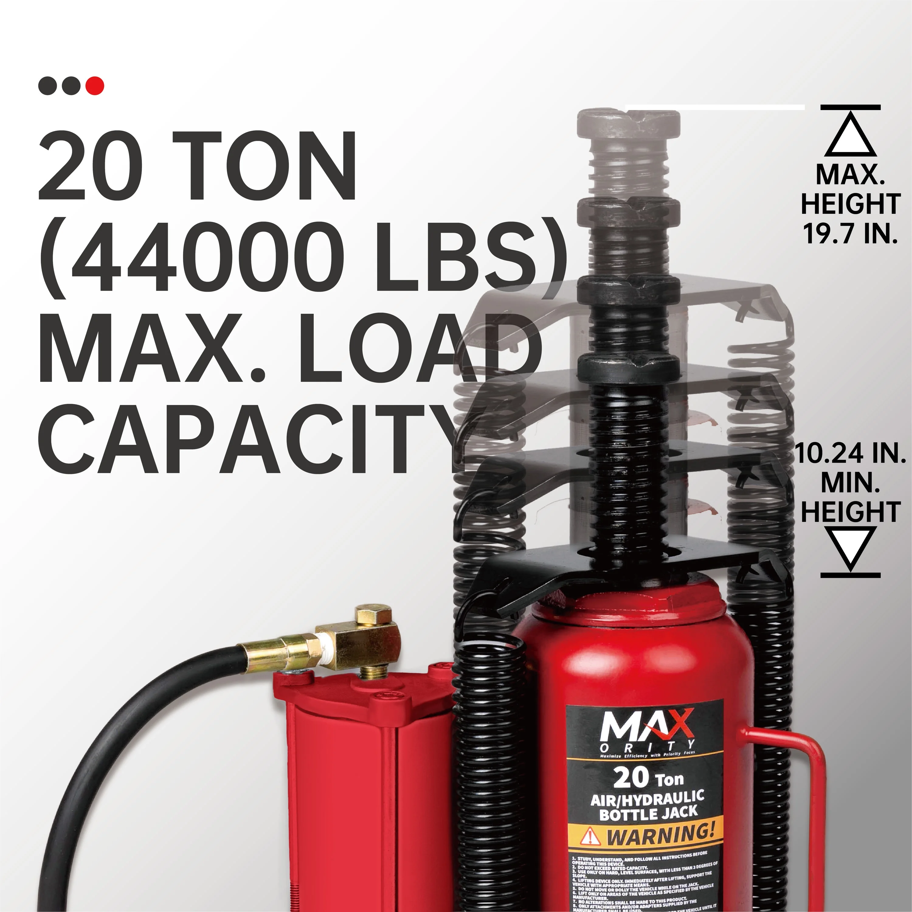 Maxority 20-Ton Air Hydraulic Pneumatic Quick Lift Car Bottle Jack with Aluminum Alloy Pump