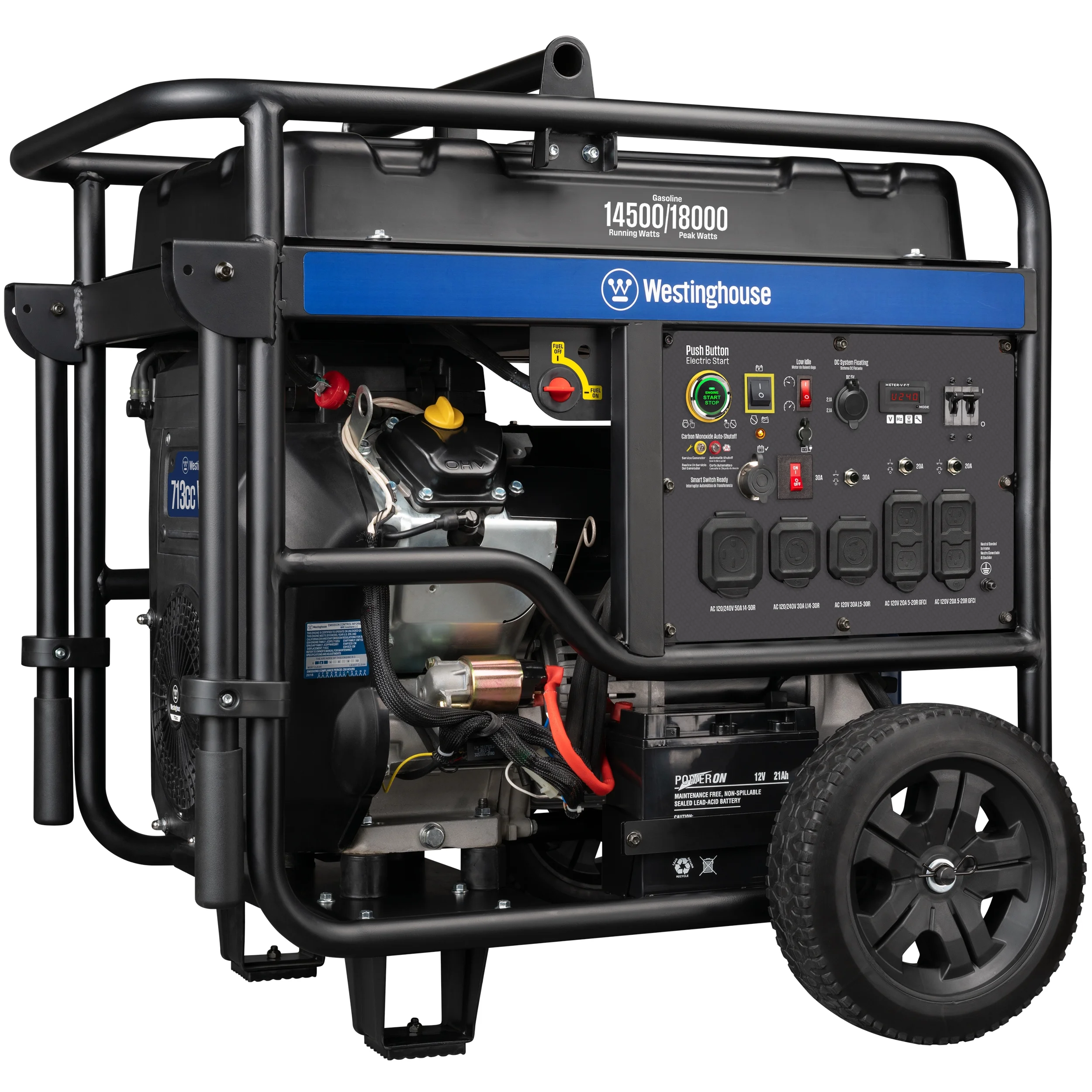Westinghouse 18,000 Peak Watt Home Backup Portable Gas Generator with Electric Start & CO Sensor